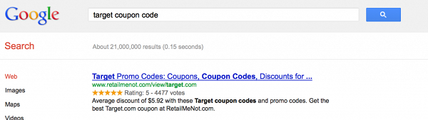 запрос «Target coupon»